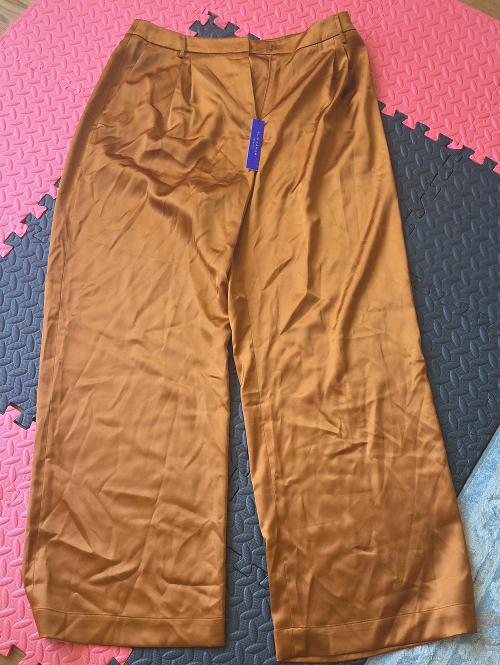 Elie Tahari Wide-Leg Satin Pants in Rust